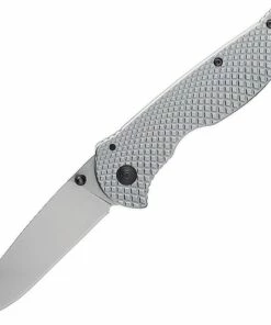 SOG 14180157 Flash Framelock, 3.4" 8Cr13MoV Stonewash Drop Point Plain Blade, Checkered Stainless Handle
