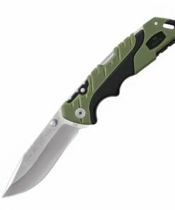 Buck Knives Buck 659 Large Pursuit Lockback, 3.63" 420HC Stainless Satin Drop Point Blade, Black GFN with Green Versiflex Onlay Handle