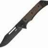 Zero Tolerance 0223 Framelock Folder, 8.60" CPM-20CV Black Clip Point Plain Blade, Black Titanium with Brown G-10 Scales Handle