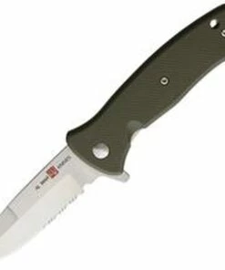 Al Mar Mini S.E.R.E. 2020 Linerlock A/O 2209, 3" 8Cr13MoV SS Combo Blade, FRN Handle, OD Green
