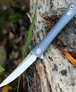 Artisan Cutlery Artisan ATZ1805GBUS S Waistline, 4" S35VN Plain Blade, Blue Titanium Handle
