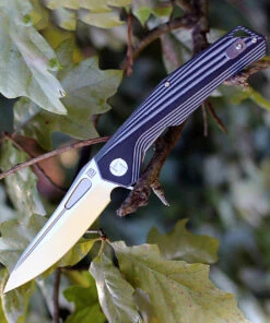 Artisan Cutlery Artisan Zumwalt ATZ1808PBGC, 3.94" D2 Plain Blade, Curved Black/White G-10 Handle