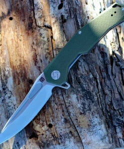 Artisan Cutlery Artisan Zumwalt ATZ1808PGNF, 3.94" D2 Plain Blade, Flat Green G-10 Handle