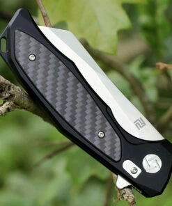 Artisan Cutlery Artisan Falcon ATZ1809PBCF, 3.94" D2 Plain Blade, Black Aluminum/Carbon Fiber Handle -Buck Knives Sales 1809pbcf.3 18192.1566586046