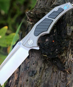 Artisan Cutlery Artisan Apache ATZ1813GGYS, 3.82" S35VN Plain Blade, Gray Titanium/Carbon Fiber Handle