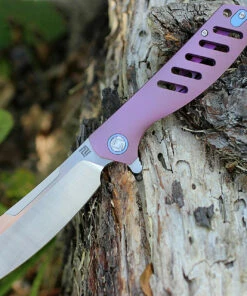 Artisan Cutlery Artisan Tomahawk ATZ1815GREM, 3.75" M390 Plain Blade, Purple/Pink Titanium Handle