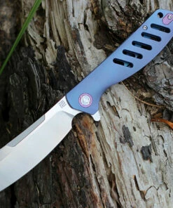 Artisan Cutlery Artisan Tomahawk ATZ1815GBUM, 3.75" M390 Plain Blade, Blue Titanium Handle