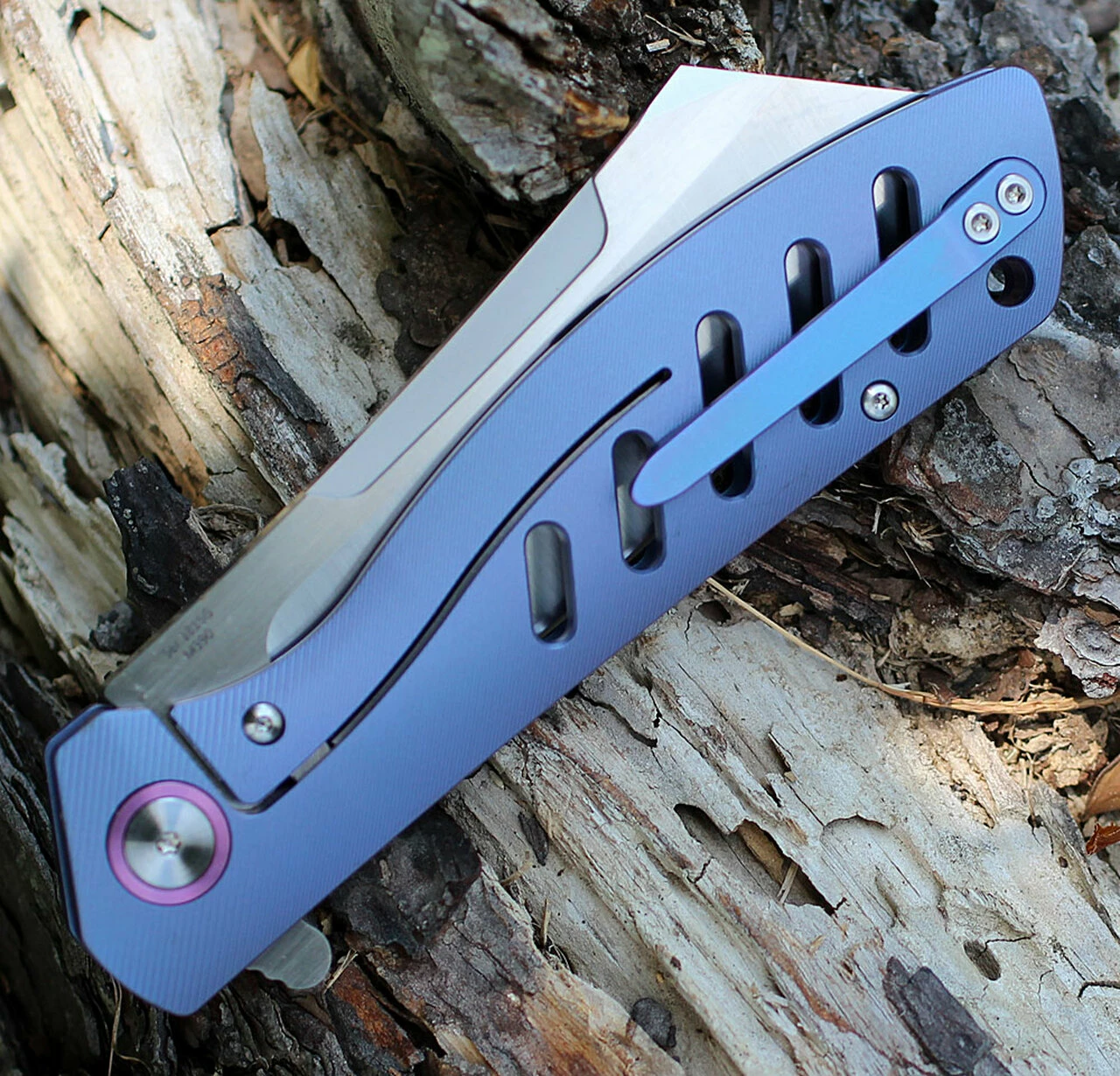 Artisan Cutlery Artisan Tomahawk ATZ1815GBUM, 3.75" M390 Plain Blade, Blue Titanium Handle 3 Artisan Cutlery Artisan Tomahawk ATZ1815GBUM, 3.75" M390 Plain Blade, Blue Titanium Handle - Image 3