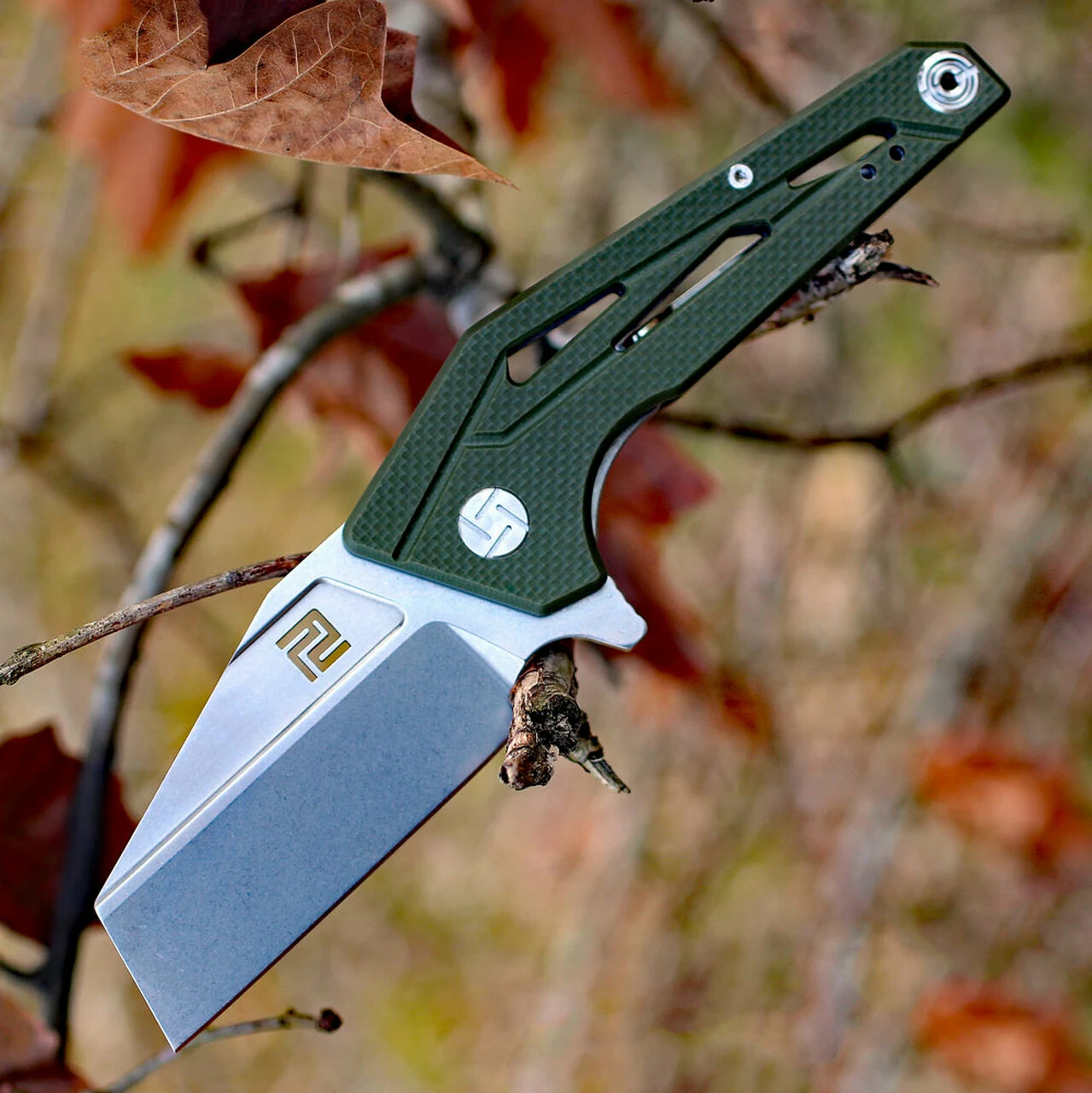 Artisan Cutlery Artisan Ravine ATZ1819PGN, 2.83" D2 Steel Tanto Blade, Green G10 Handle 1 Artisan Cutlery Artisan Ravine ATZ1819PGN, 2.83" D2 Steel Tanto Blade, Green G10 Handle