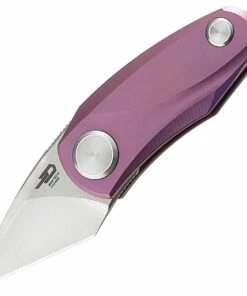 Boker Bestech Tulip Framelock 1913C, 1.25" Bohler M390 Kiridashi Blade, Purple Titanium Handle
