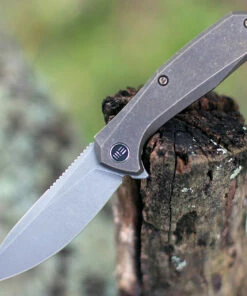 We Knife Co. We Knife 2005A Mote, 2.66" CPM S35VN Gray Stonewash Plain Blade, Bronze Titanium Handle
