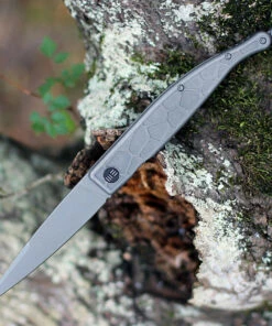 We Knife Co. We Knife Roman Framelock 2008B, 3.95" CPM S35VN Gray Stonewashed Blade, Gray 6AL4V Titanium Handle