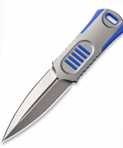 WE Knife Co. Oss Dagger Neck Knife, 2017C, 2.22" CPM-20CV Stonewashed Dagger, Blue G-10 Handle