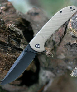 CIVIVI Knives CIVIVI Badlands Vagabond C2019A, 3.25" 9Cr18MoV Black Stonewashed Drop Point Blade, Tan GRN Handles