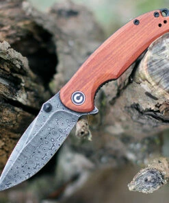 CIVIVI Knives CIVIVI Pintail C2020DS-2, 2.98" Damascus Drop Point Plain Blade, Cuibourtia Wood Handles