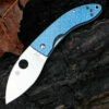 Spyderco Knives Spyderco C205GFBLP Lil’ Lum Chinese Folder, 2.38 in VG-10 Plain Blade, Blue Nishijin Glass Fiber Handles, Sprint Run