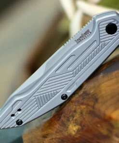 Kershaw Knives Kershaw Terran 2080, 3.125" 8Cr13MoV Bead-blasted Plain Blade, Stainless Steel Handle -Buck Knives Sales 2080 00765.1600353999