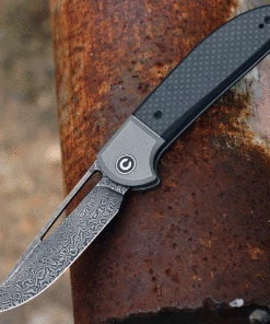 CIVIVI Knives CIVIVI Trailblazer XL Slip Joint Knife C2101DS-1, 3.5" Damascus Plain Blade, Carbon Fiber Overlay Handle