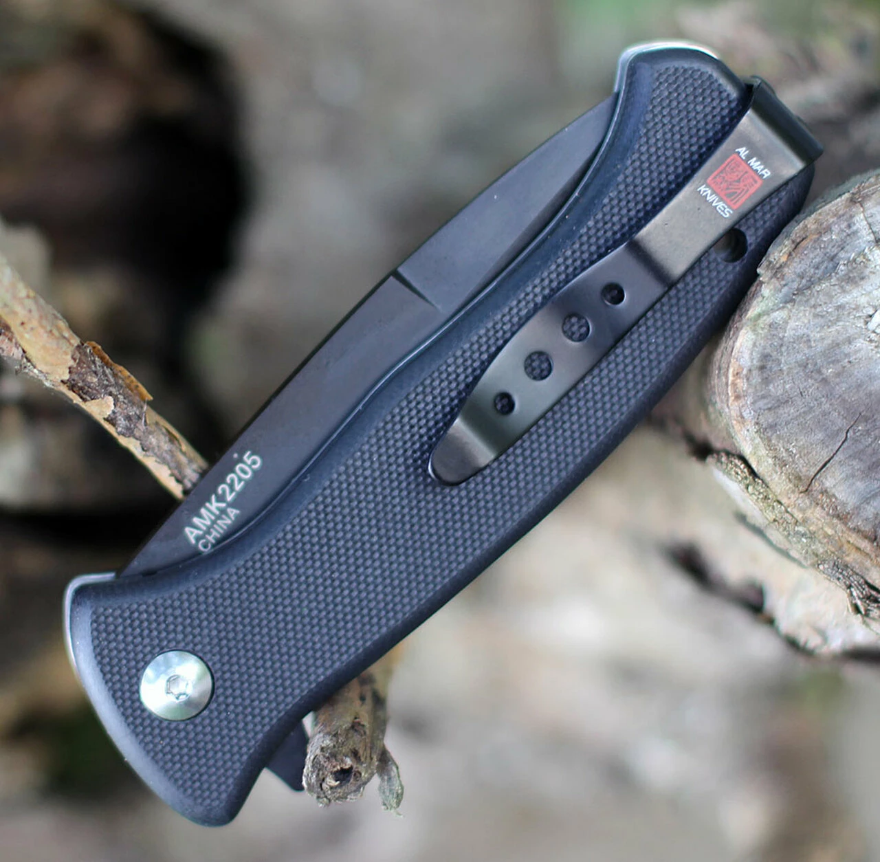 Al Mar Mini S.E.R.E. 2020 Night Linerlock A/O 2205, 3" D2 Matte Black Titanium Combo Blade, G-10 Handle 4 Al Mar Mini S.E.R.E. 2020 Night Linerlock A/O 2205, 3" D2 Matte Black Titanium Combo Blade, G-10 Handle - Image 4