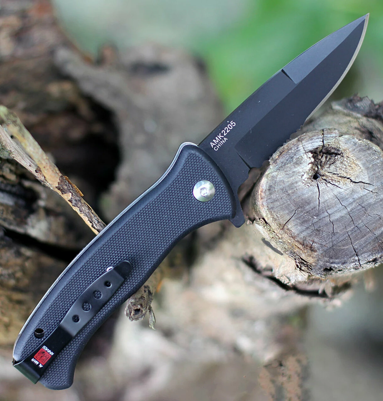 Al Mar Mini S.E.R.E. 2020 Night Linerlock A/O 2205, 3" D2 Matte Black Titanium Combo Blade, G-10 Handle 2 Al Mar Mini S.E.R.E. 2020 Night Linerlock A/O 2205, 3" D2 Matte Black Titanium Combo Blade, G-10 Handle - Image 2