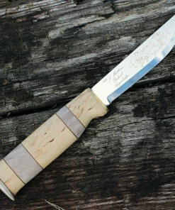 Marttiini Knives Marttiini 2230010 Lapp Knife, 4.5" Stainless Blade, Curly Birch & Reindeer Horn Handle