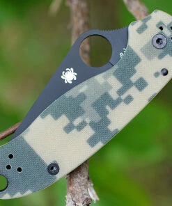 Spyderco Knives Spyderco Para Military 3 G-10 Digital Camouflage C223GPCMOBK, 2.95" CPM S45V Black Plain Blade -Buck Knives Sales 223gpcmobk.3 31263.1638889281