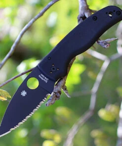 Spyderco Knives Spyderco C229GSBK Shaman, 3.58" CPM S30V Serrated Black Blade, Black G-10 Handle