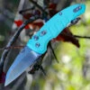 HOGUE 24103 A01-MicroSwitch, 2.6" Wharncliffe CPM-154 Blade, Matte Aquamarine Aluminum Handle