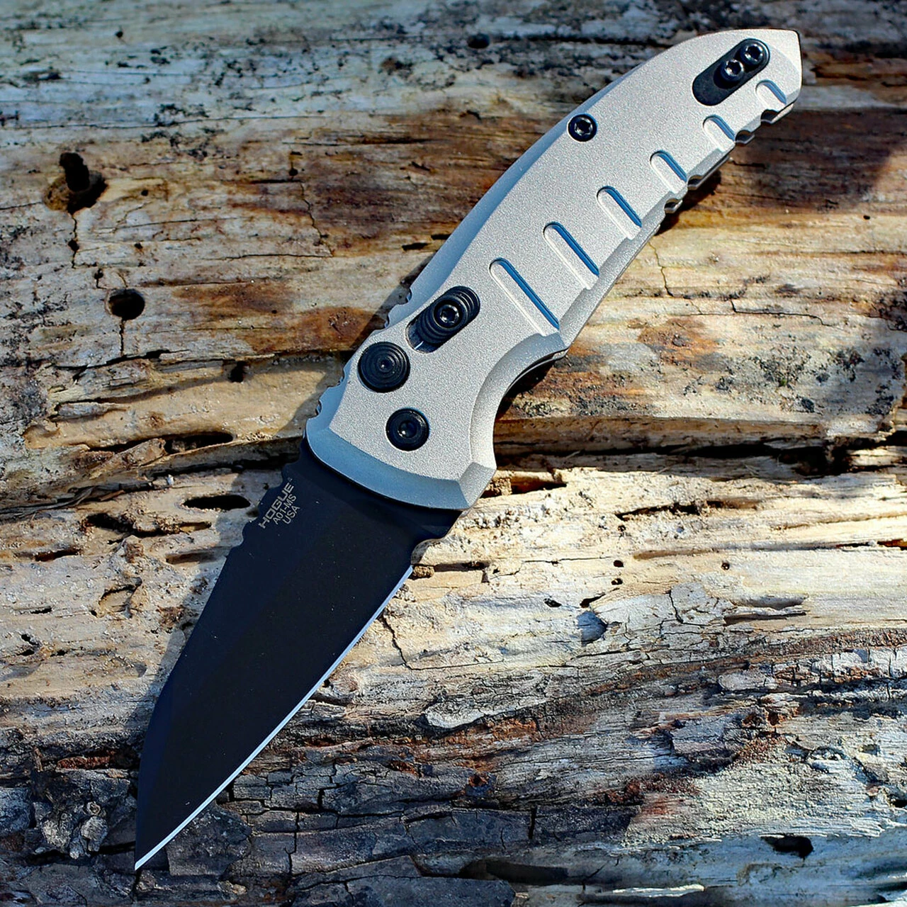 HOGUE 24107 A01-MS, 2.6" WHARNCLIFFE CPM-154 FDE BLACK BLADE, TAN ALUMINUM HANDLE 1 HOGUE 24107 A01-MS, 2.6" WHARNCLIFFE CPM-154 FDE BLACK BLADE, TAN ALUMINUM HANDLE