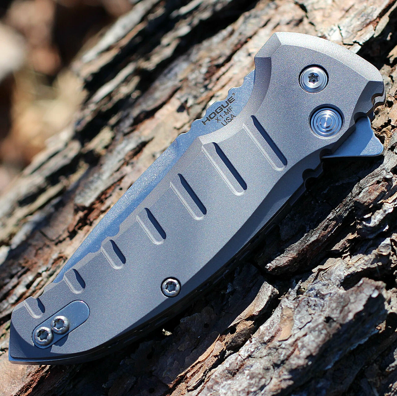 Hogue 24172 X1 Micro Button Lock, 2.75" CPM-154 Plain Blade, Matte Grey Aluminum Handle 5 Hogue 24172 X1 Micro Button Lock, 2.75" CPM-154 Plain Blade, Matte Grey Aluminum Handle - Image 5