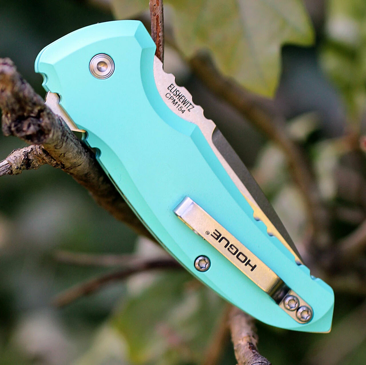 Hogue 24173 X1 Micro Button Lock, 2.75" CPM-154 Plain Blade, Matte Aquamarine Aluminum Handle 3 Hogue 24173 X1 Micro Button Lock, 2.75" CPM-154 Plain Blade, Matte Aquamarine Aluminum Handle - Image 3