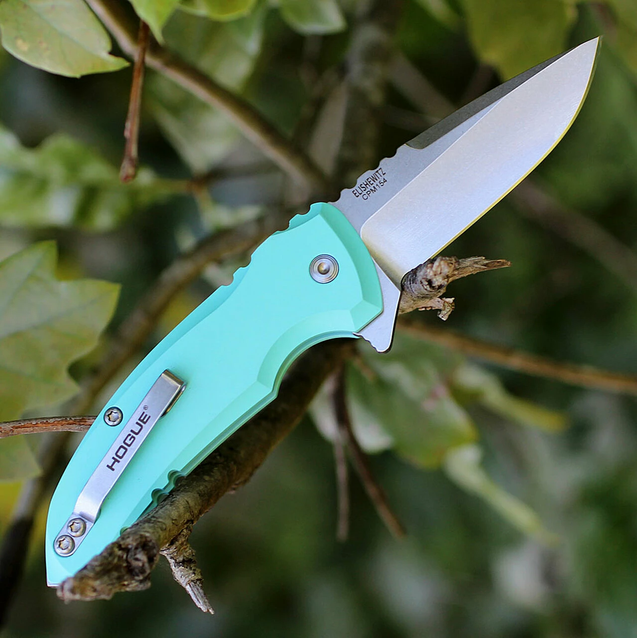 Hogue 24173 X1 Micro Button Lock, 2.75" CPM-154 Plain Blade, Matte Aquamarine Aluminum Handle 2 Hogue 24173 X1 Micro Button Lock, 2.75" CPM-154 Plain Blade, Matte Aquamarine Aluminum Handle - Image 2