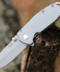 CRKT 2492 Squid Assisted Opening, 2.37" 8Cr14MoV Bead Blast Plain Blade, Stainless Steel Handle