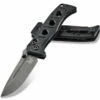 Benchmade Knives Benchmade 273GY-1 Mini Adamas, 3.25" Tungsten Gray Cerakote CPM-CruWear Plain Blade, Black G10 Handle