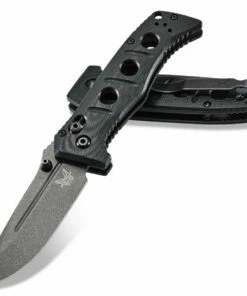 Benchmade Knives Benchmade 273GY-1 Mini Adamas, 3.25" Tungsten Gray Cerakote CPM-CruWear Plain Blade, Black G10 Handle