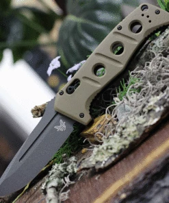 Benchmade Knives Benchmade 2750GY-3 Auto Adamas, 3.78" CPM-CruWear Tungsten Grey Plain Blade, Contoured Sand G10 Handles