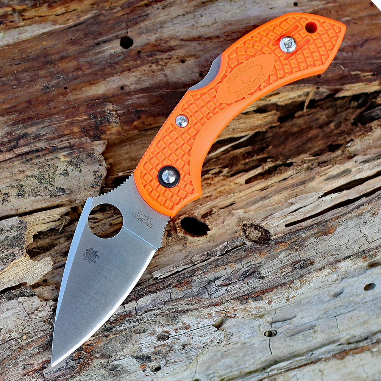 Spyderco Knives Spyderco C28POR2 Dragonfly 2, 2.30" VG-10 Plain Blade, Orange FRN Handle 1 Spyderco Knives Spyderco C28POR2 Dragonfly 2, 2.30" VG-10 Plain Blade, Orange FRN Handle