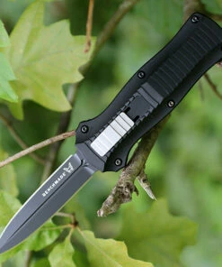 Benchmade Knives Benchmade Auto Mini Infidel OTF, 3350BK, 3.10 in. D2 Stainless Double Edge Blade, Aluminum Handles, Black Plain Edge