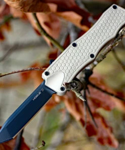 Hogue 34005 OTF, 3.5" CPM154 Tanto Plain Blade, Matte Desert Sand Aluminum Handle