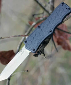 Hogue Houge Exploit 34042 OTF, 3.5" CPM S30V Tanto Tumbled Blade, Matte Grey Aluminum Handle