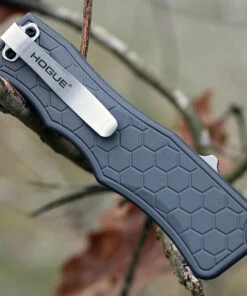 Hogue Houge Exploit 34052 OTF, 3.5" CPM S30V Clip Point Tumbled Blade, Matte Grey Aluminum Handle -Buck Knives Sales 34052.2 81078.1566586206