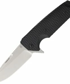 Hogue 34216 EX-02 3.75" Folder Spear Point Blade Flipper Tumbled Finish G10 Scales Ball Checker - Solid Black