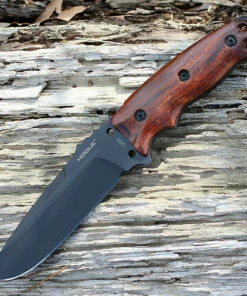 Hogue 35176 EX-F01 5 1/2" Fixed Drop Point Blade A-2 Black Finish Black Sheath - Wood Cocobolo Scales
