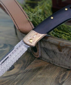 Benchmade Knives Benchmade Proper 319-201 Gold Class - Burgundy and Black Linen Micarta (2.82" Damascus) Mokume Bolster