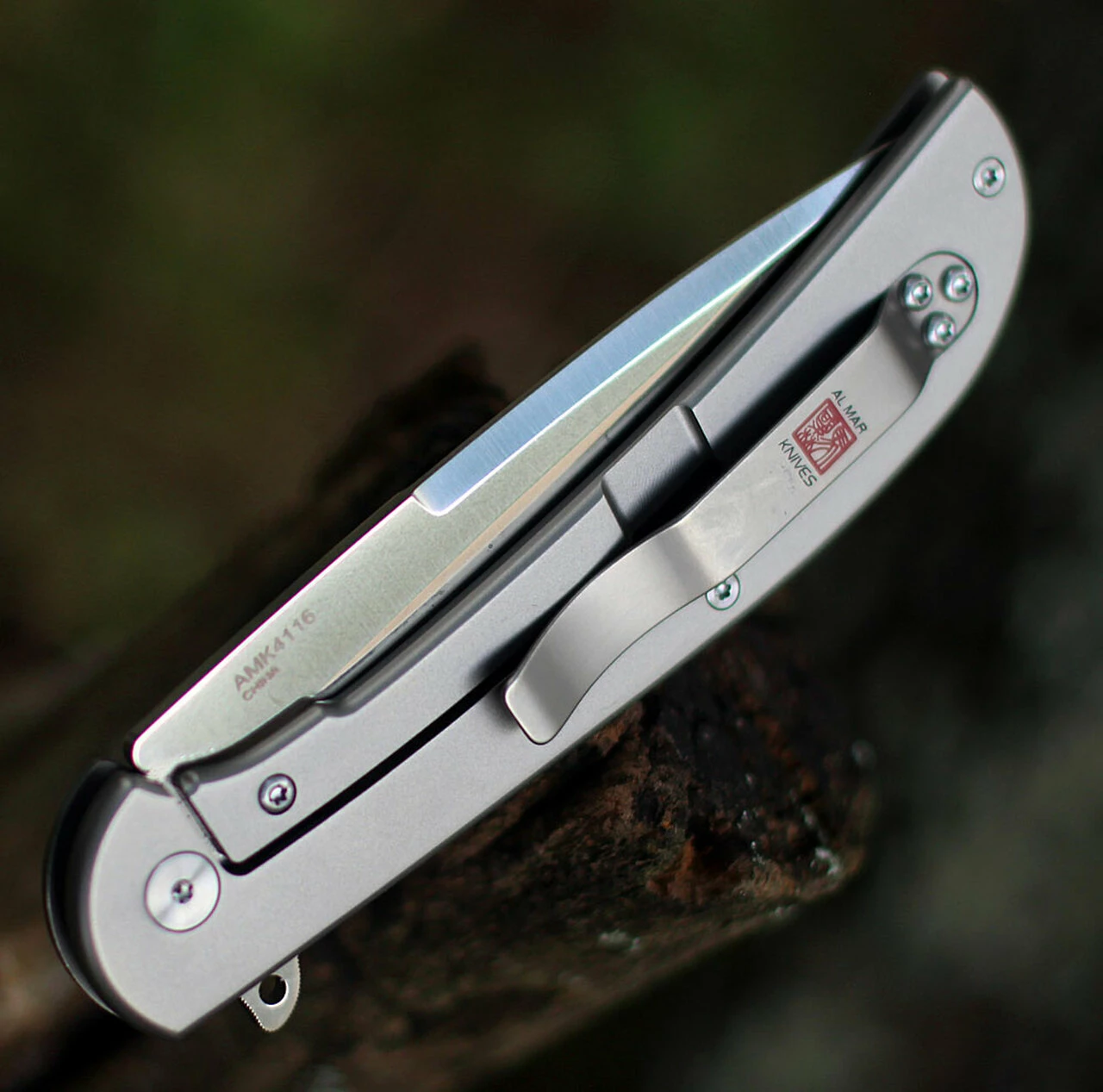 Al Mar Ultralight Titanium Framelock, 4116 4" TC4 Titanium, Plain Blade, Titanium Handle 4 Al Mar Ultralight Titanium Framelock, 4116 4" TC4 Titanium, Plain Blade, Titanium Handle - Image 4