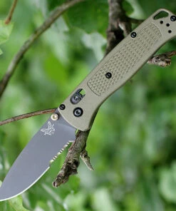 Benchmade Knives Benchmade 535SGRY-1 Bugout, 3.24" Part Serrated Cerakote Blade, Ranger Green Grivory