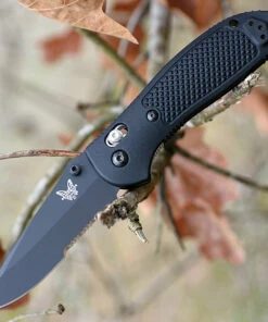 Benchmade Knives Benchmade Griptilian 551SBK-S30V, 3.45" S30V Drop Point Black Serrated Blade, Black Noryl GTX Handle