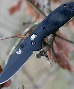 Benchmade Knives Benchmade Mini Griptilian 556BK-S30V, 2.91" S30V Black Drop Point Plain Blade, Black Noryl GTX Handle