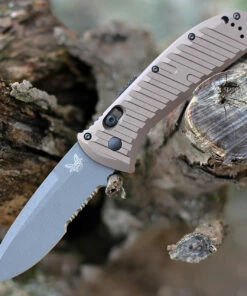 Benchmade Knives Benchmade 5700SGY Auto Presidio II, 3.72" CPM-M4 Gray Serrated Blade, Burnt Bronze 6061-T6 Aluminum Handle