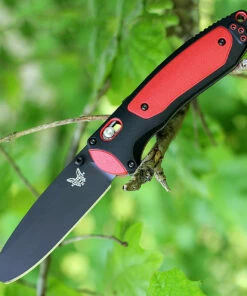 Benchmade Knives Benchmade 591BK Boost, 3.43" Black CPM-3V Blunt Pry-Tip Blade, Red Versaflex Handle